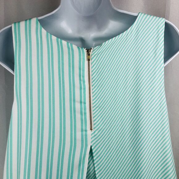 Crown & Ivy Womens Medium Split Back Layered Tank Green White Striped M Top - Picture 9 of 11